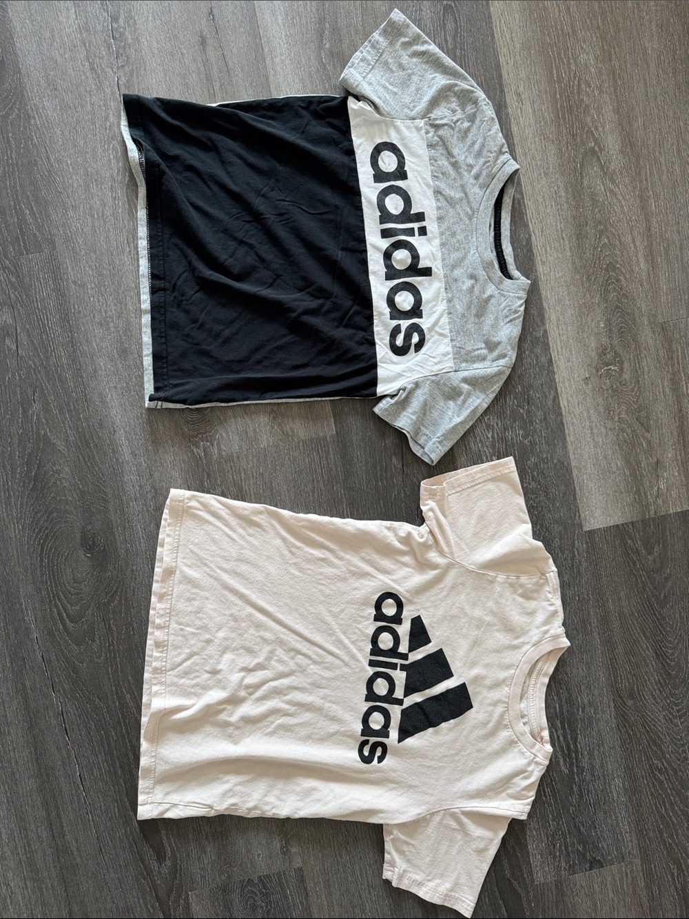 adidas Black/Gray and Light tan Logo Tee Pair